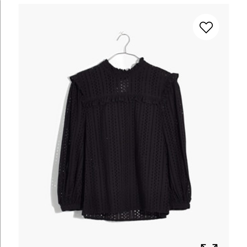 Madewell eyelet mock neck ruffle top
